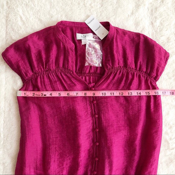 LOFT | Petite Smocked Waist Button Down Blouse NWT - Picture 9 of 10